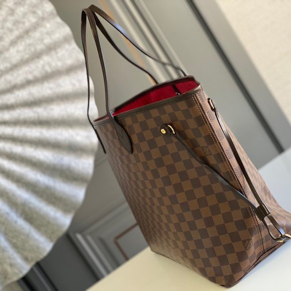 Louis Vuitton Monogram Neverfull MM Brown Red Bag - Picture 2 of 9